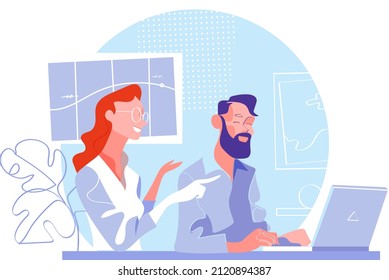 A group of young people working together in the office on computer