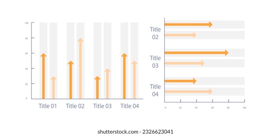 Grouped arrows infographic chart design template set. Growth indicators. Economic development. Visual data presentation. Editable bar graphs collection. Myriad Pro-Bold, Regular fonts used