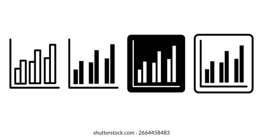 Grouped Bar Chart Icons Black and White Minimalist Data Visualizations Vector Design Simple Line Illustration