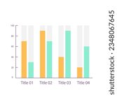 Grouped columns infographic chart design template. Compare two indicators. Sales information. Editable infochart with vertical bar graphs. Visual data presentation. Myriad Pro-Bold, Regular fonts used
