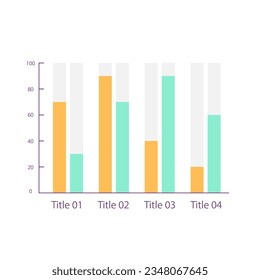 Grouped columns infographic chart design template. Compare two indicators. Sales information. Editable infochart with vertical bar graphs. Visual data presentation. Myriad Pro-Bold, Regular fonts used