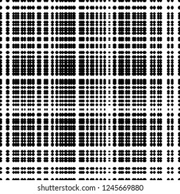 Grouped dots in geometrically organized black and white pattern