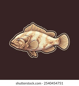 grouper fish icon logo illustration for tshirt design, logo branding, or illustration