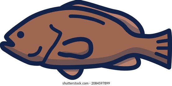 Grouper fish illustration icon design flat animals