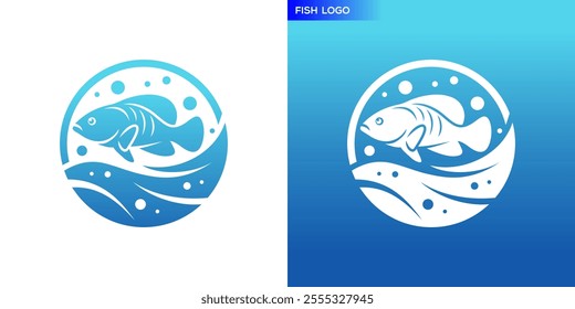 Grouper fish logo. Underwater life. Icon symbol design template EPS 10.	