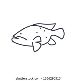 Grouper icon, linear isolated illustration, thin line vector, web design sign, outline concept symbol with editable stroke on white background.