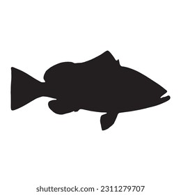 Grouper Silhouette Isolated on White Background. Vector Illustration