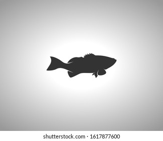 Grouper Silhouette on White Background. Isolated Vector Animal Template for Logo Company, Icon, Symbol etc
