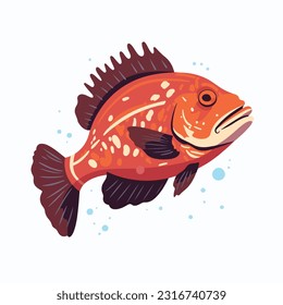 grouper vector 2d flat color white background