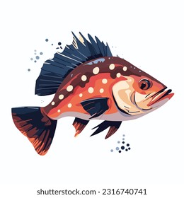 grouper vector 2d flat color white background