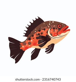 grouper vector 2d flat color white background