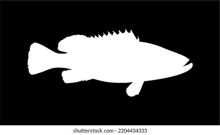 Groupers Fish Silhouette in Black Background for Icon, Symbol, Pictogram, Logo or Graphic Design Element. Ilustración vectorial