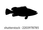 Groupers Fish Silhouette for Icon, Symbol, Pictogram, Logo or Graphic Design Element. Vector Illustration