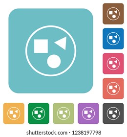 Grouping elements white flat icons on color rounded square backgrounds