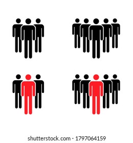 Grouping people collection flat icon isolated on white background. Teamwork symbol. Leadership vector illustration set