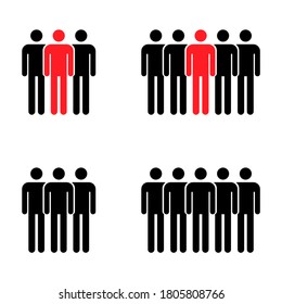 Agrupar personas recolecta un icono plano aislado en el fondo blanco. Símbolo de trabajo en equipo. Conjunto de ilustraciones vectoriales de liderazgo