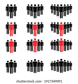 Grouping People Collection Flat Icon Isolated On White Background. Teamwork Symbol. Leadership Vector Illustration Set