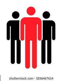 Grouping people flat icon isolated on white background. Teamwork symbol. Leadership vector illustration