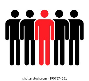 Grouping people flat icon isolated on white background. Teamwork symbol. Leadership vector illustration .