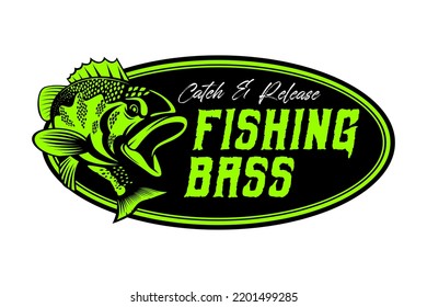 Grouprer Bass Fish Fishing Logo Isolated Stock Vector (Royalty Free ...