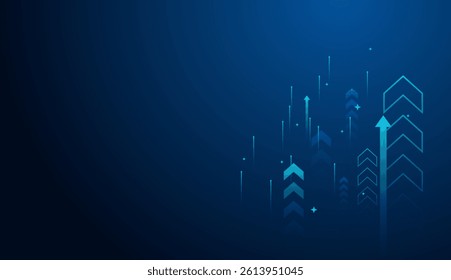 Groups of Arrows used in up trend business, the arrows technology vector, illustration with Growing up arrows blue in business trend, on gradient blue background