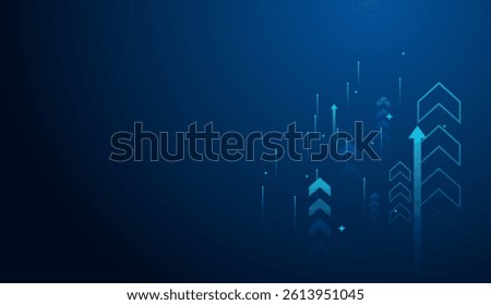 Groups of Arrows used in up trend business, the arrows technology vector, illustration with Growing up arrows blue in business trend, on gradient blue background