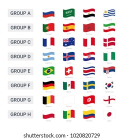 Groups of championship 2018 in Russia waving flags team