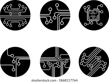 Groups of Circuit icons. Trendy electrical icons white background. Included outline icons such as systems, group, globe, signal, connection, chat, electric circuit. network icon for web and mobile.