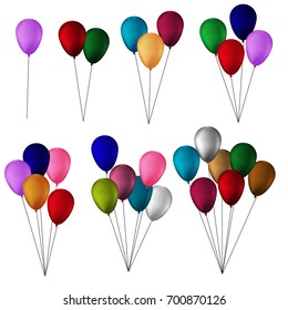 Groups of colorful balloons for your party. Collection of balloons