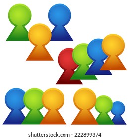 Groups of colorful figures
