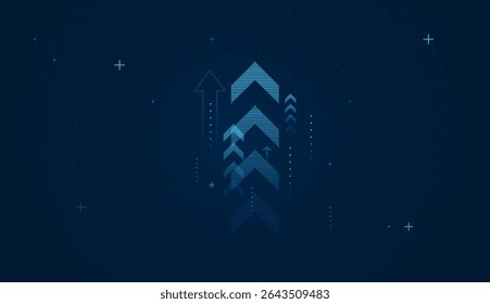 The Groups of digital blue arrow uptrend design showcases multiple arrows rising, symbolizing growth, progress, and upward momentum ອຳແະນພ ຮສສີຫະພັະຮນື
