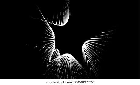 Groups of explosions and bursts of energy. Scattering galaxies, universes and stars. Gravitation curves trajectories. Sea of information. Net point forms space power fabric. Light receding surface.