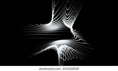 Groups of explosions and bursts of energy. Scattering galaxies, universes and stars. Gravitation curves trajectories. Sea of information. Net point forms space power fabric. Light receding surface.