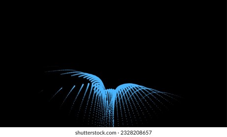 Groups of explosions and bursts of energy. Scattering galaxies, universes and stars. Gravitation curves trajectories. Sea of information. Net point forms space power fabric. Light receding surface.