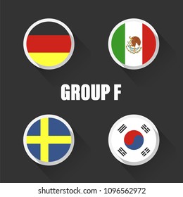 Groups football world championship in Russia. Vector illustration country flags.