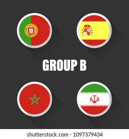 Groups football world championship in Russia. Vector illustration country flags.