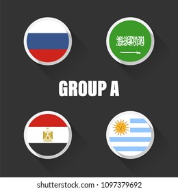 Groups football world championship in Russia. Vector illustration country flags.