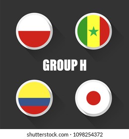 Groups football world championship in Russia. Vector illustration country flags.