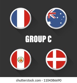 Groups football world championship in Russia. Vector illustration country flags.