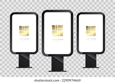 Groups of LED screen display mock up design and vertical blank template of LED display for outdoor lightboxes