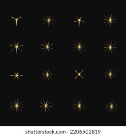Groups of Luxury Flat sparkling star collection, and SET of wink stars used for effect and celebrated vector template design