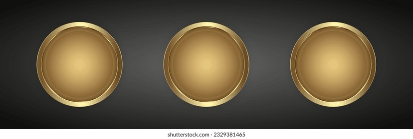 A Groups of Luxury Golden iron web button on dark gradient background for multipurpose Infographic design vector, illustration template design