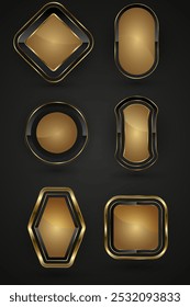 A groups of Luxury rectangle, circle, ovals and special shapes button vector. and Set of six premium buttons vector, illustration are on the dark gradient background design