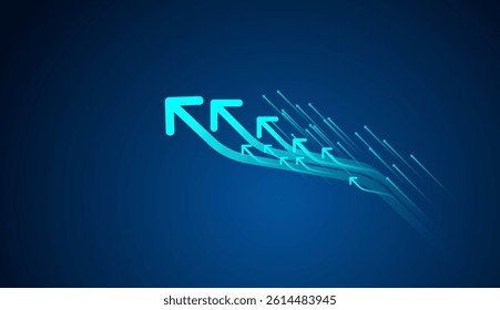 A groups of modern growing up arrows in blue color, a set of technology bright blue arrows, vector illustration used for business growth arrows elements concept