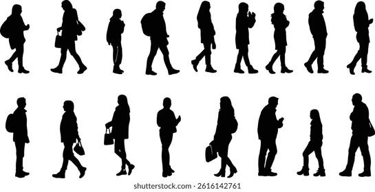 Groups of people in silhouette, representing families of parents and children walking in a city. Their forms capture a sense of connection and togetherness during evening hours.