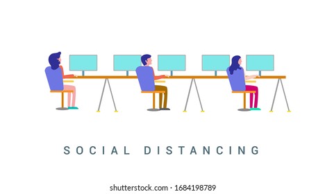 Groups Of People Working, Social Distance Concepts