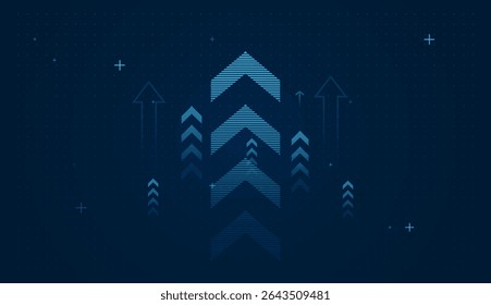 Groups of Various arrow sizes and gradients emphasize depth, direction, and hierarchical advancement in vetor and illustration