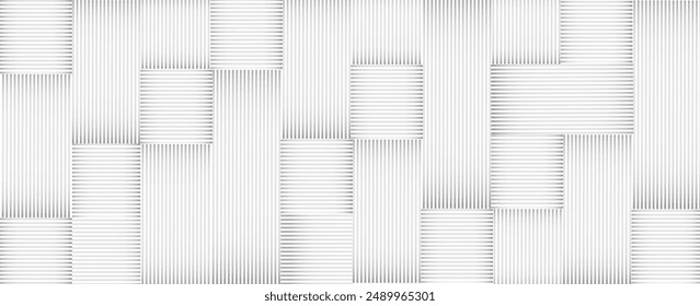 Groups of white rotated lines or cube boxes block background wallpaper banner template, flat lay top view from above, 3D illustration. vector