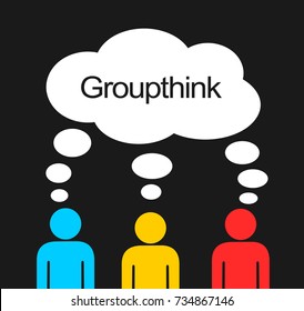 Groupthink - individuals have similar and same / identical ideas and thinking. Collective and united intellectual and psychological identity in the group. Conformity and deindividuation in the team 