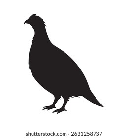 Fondo blanco del diseño plano de la ilustración del Vector de la silueta de Grouse